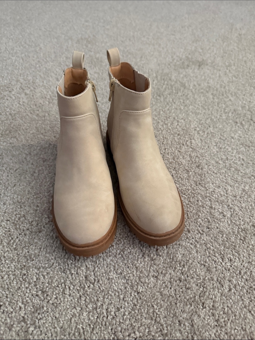 Zby Girls Neutral Chelsea Booties with Side Zip